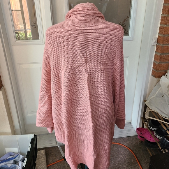 SIZE 2X SHEIN CURVE PLUS OPEN FRONT CARDIGAN COCOON SWEATER DUSTY PINK - Picture 2 of 7